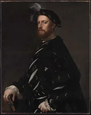 Portrait of a Man Holding a Book, by Titian, oil, 1540