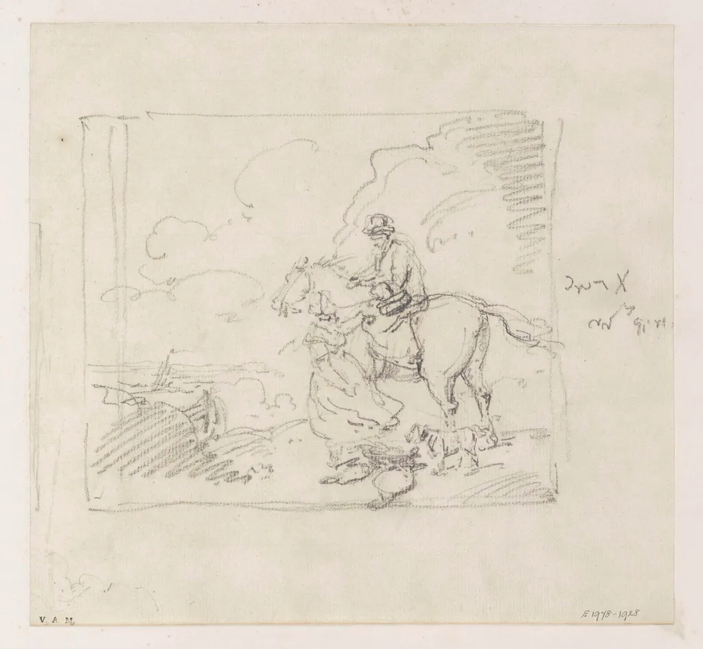 A horseman approached by a woman selling fish, by George Chinnery, 19