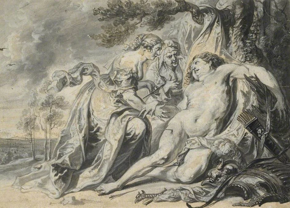 St Sebastian succoured by St Irene, detail