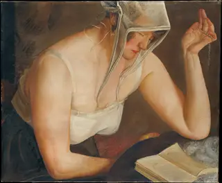 Woman Reading, by Boris Grigoriev, oil, 1922