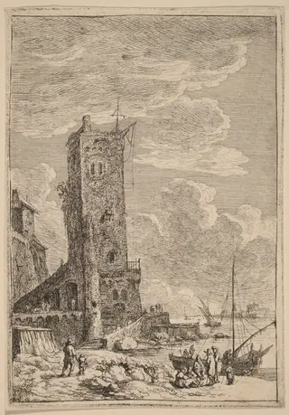 Harbor at Livorno, by Franz Edmund Weirotter, ink, 1764