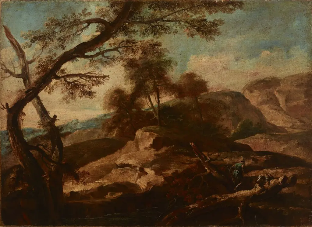 Landscape, by Marco Ricci, oil, 1713
