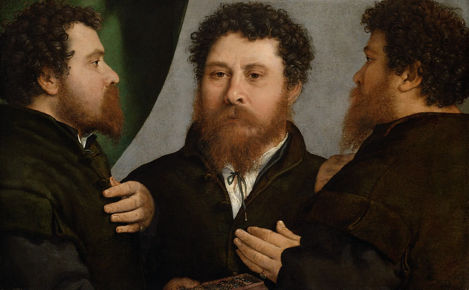 Triple Portrait of a Goldsmith (Bartolomeo Carpan?), detail