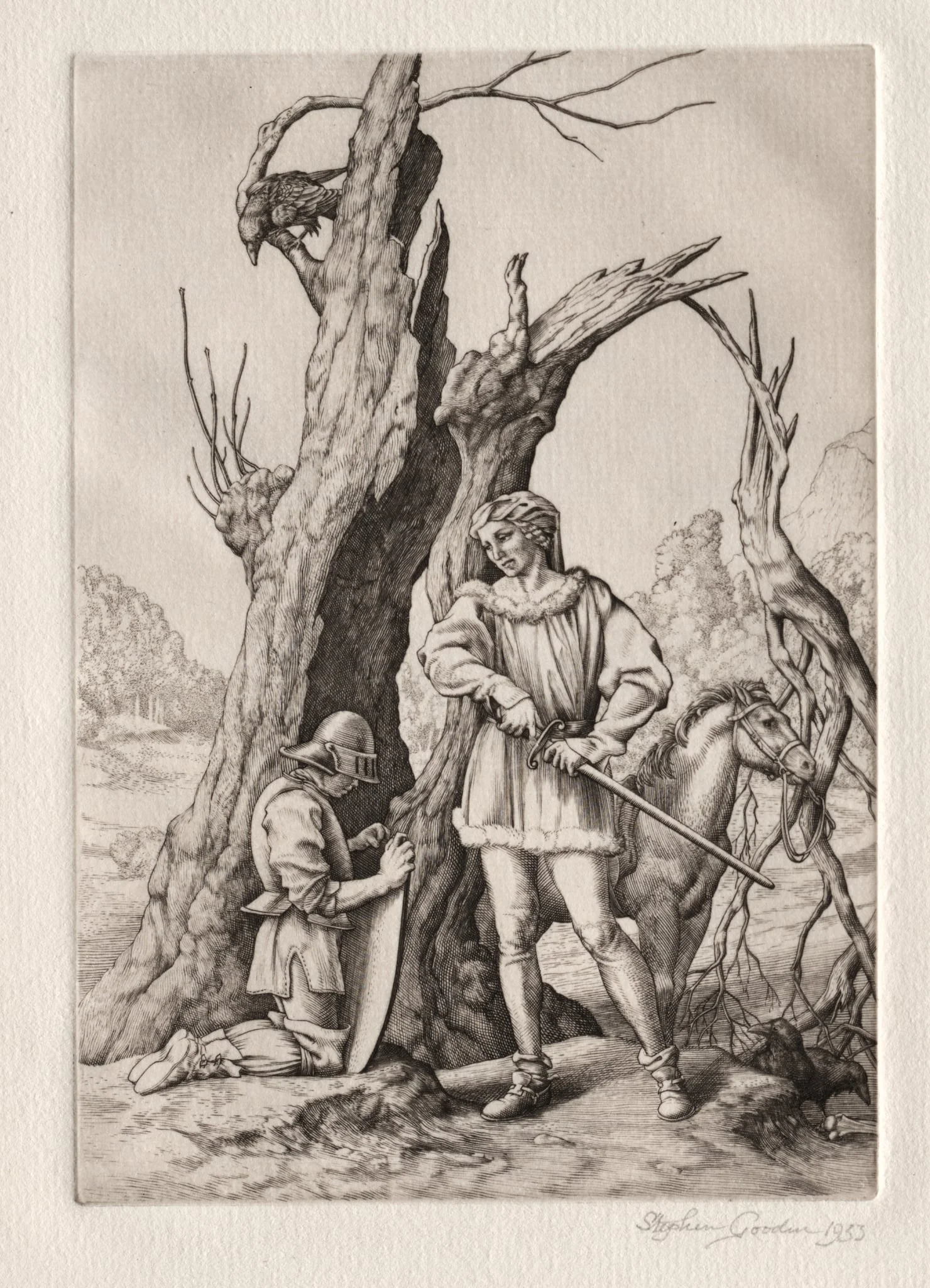Illustration for "Peronnik the Fool": Peronnik and Sir Gilles, detail