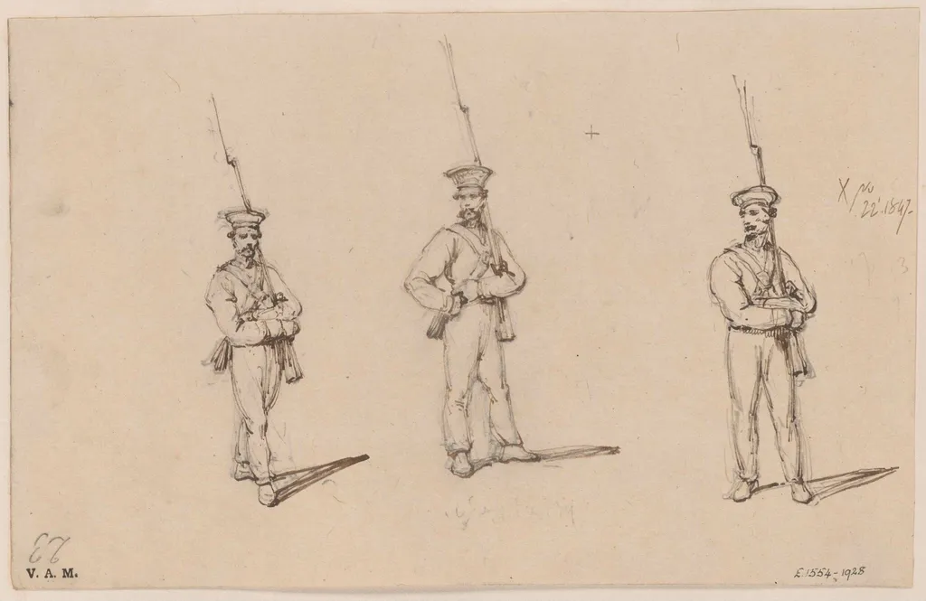 Three drawings of soldiers, by George Chinnery, 13