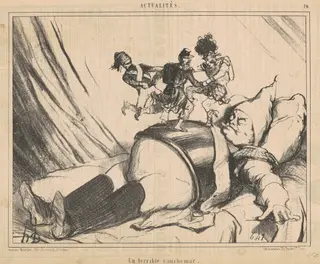 Un terrible cauchemar, by Honoré Daumier, ink, 1854