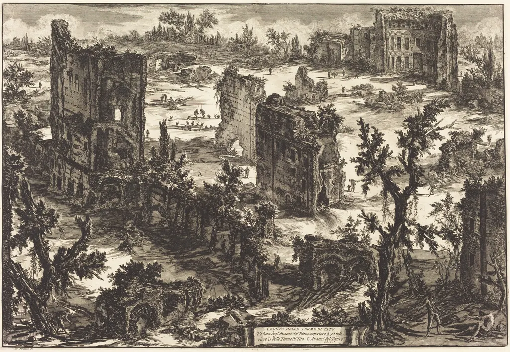 Veduta delle Terme di Tito, by Giovanni Battista Piranesi, ink, 1775