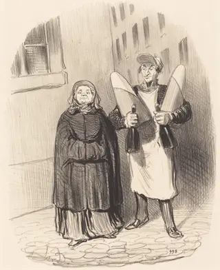 Madame Chapotard se disposant a faire ses confitures, by Honoré Daumier, ink, 1852