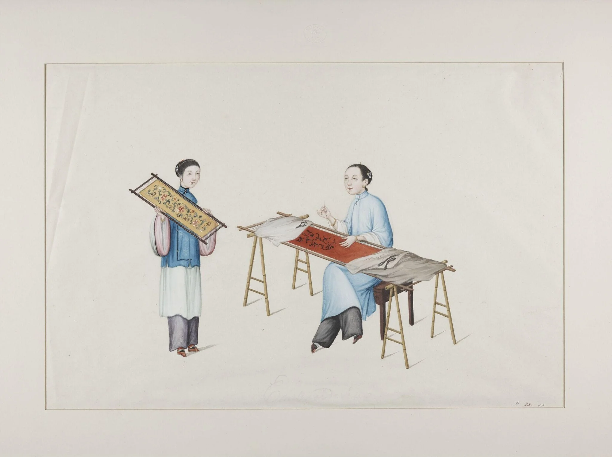 Two Female Embroiderers, detail