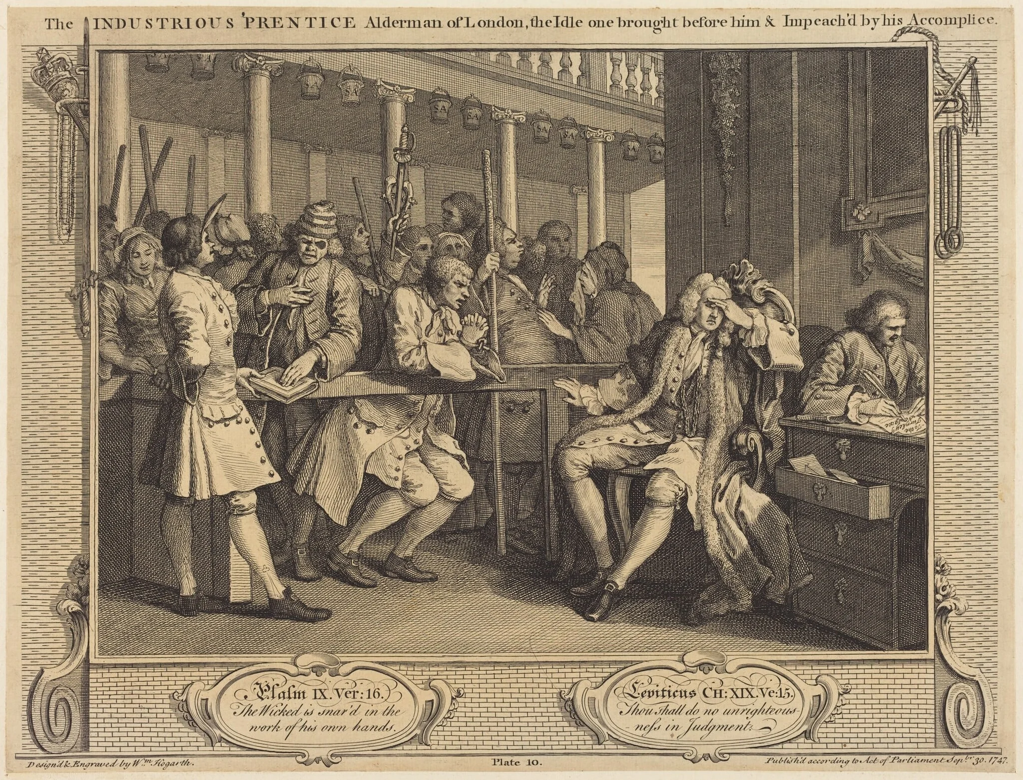The Industrious 'Prentice Alderman of London,the Idle one brought before him & impea ch'd by his Accomplice, detail