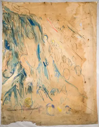 The Human Mountain: Utter Right Part, by Edvard Munch, charcoal, 1926