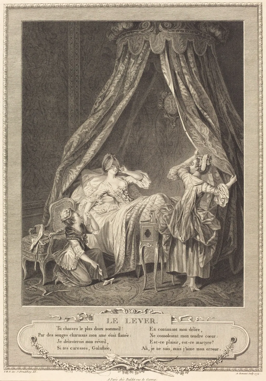 Le lever, by Antoine Louis Romanet, ink, 1774