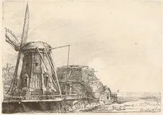 The Windmill, by Rembrandt van Rijn, ink, 1641