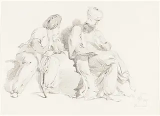 Two Men in Oriental Dress, by George, Sir Hayter, graphite, 1827