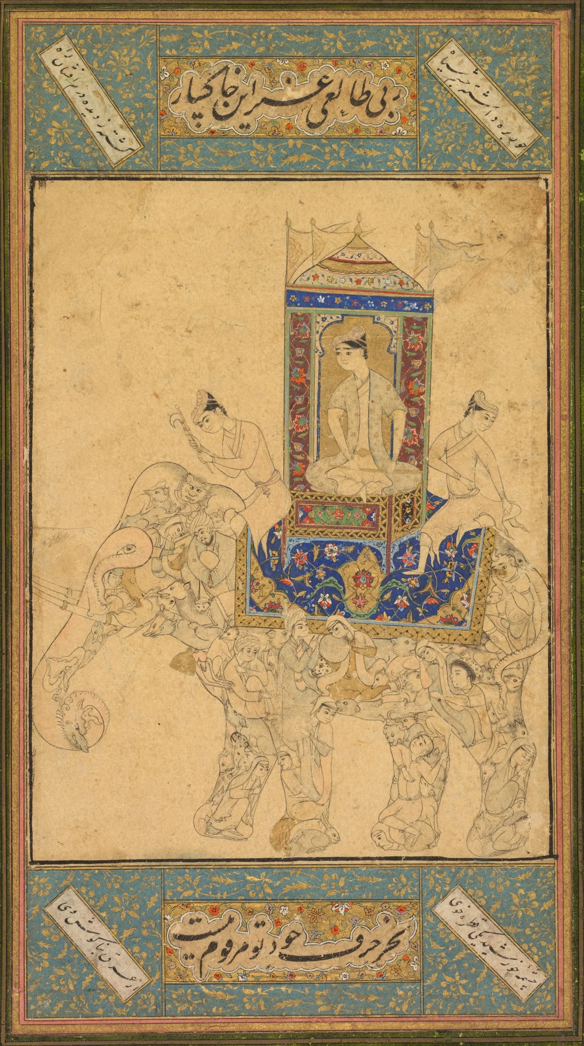 A prince riding a composite elephant, detail