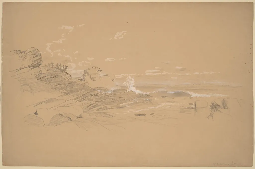 Maine Coast, by Aaron Draper Shattuck, gouache, 1861