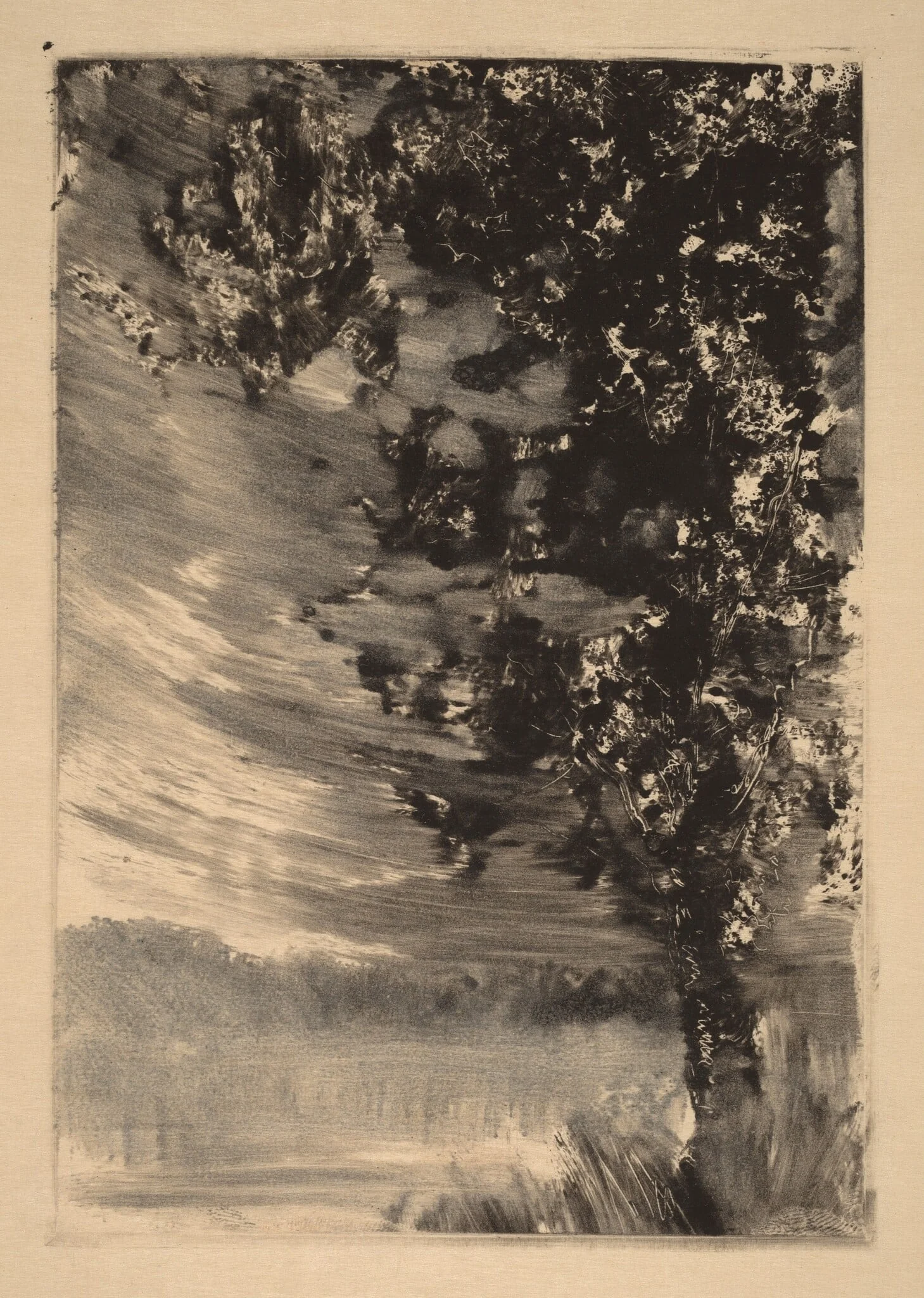 Moonlit Landscape with Tree at the Right, detail