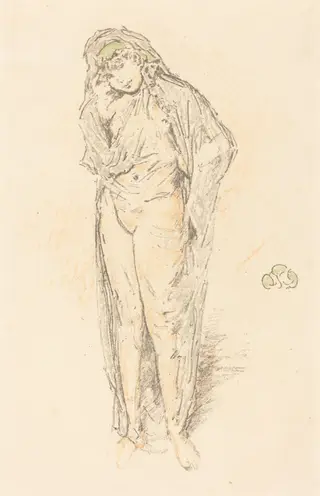Draped Figure, Standing, by James McNeill Whistler, ink, 1891