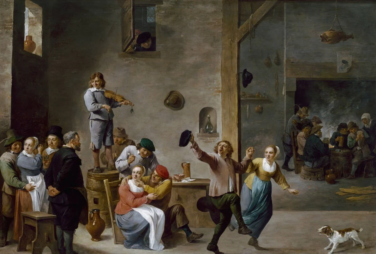 Interior of an inn with dancing peasants, detail