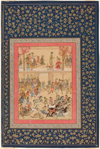 Royal Horse Inspection, by 'Aliquli Jabbadar, watercolor, 1662