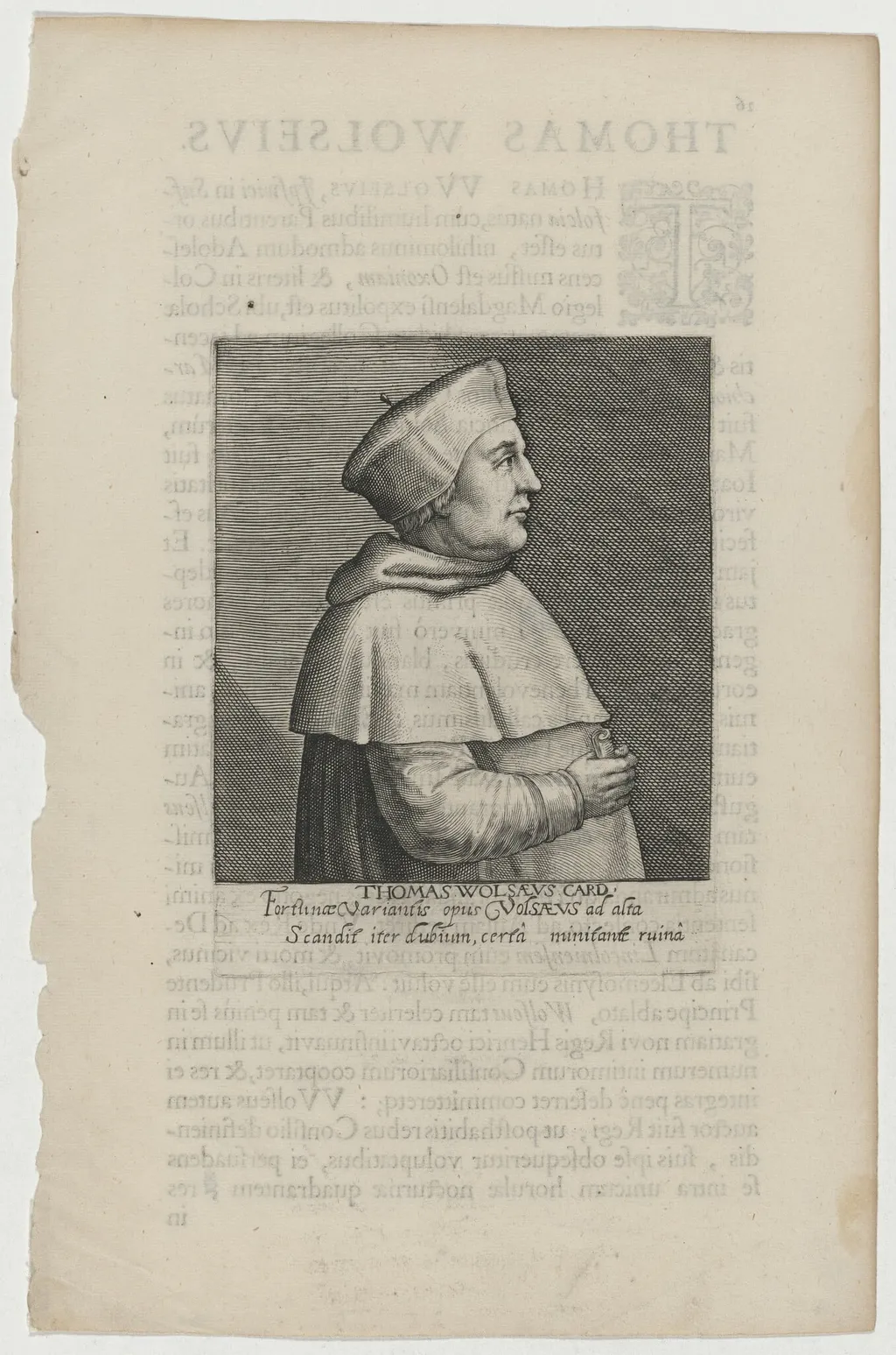 Thomas Wolsey, Cardinal, by Willem de Passe, ink, 1620