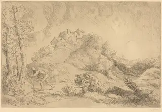 View of a Farm (La ferme de Beauchamp), by Alphonse Legros, ink, 1874