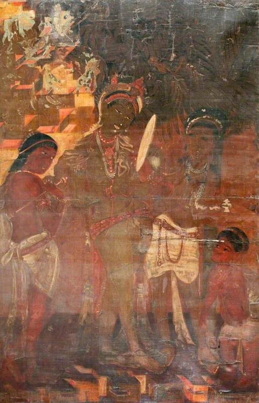Copy of Painting inside the Caves of Ajanta (cave 17), detail