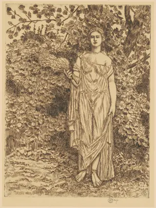 Flora, by Childe Hassam, ink, 1929