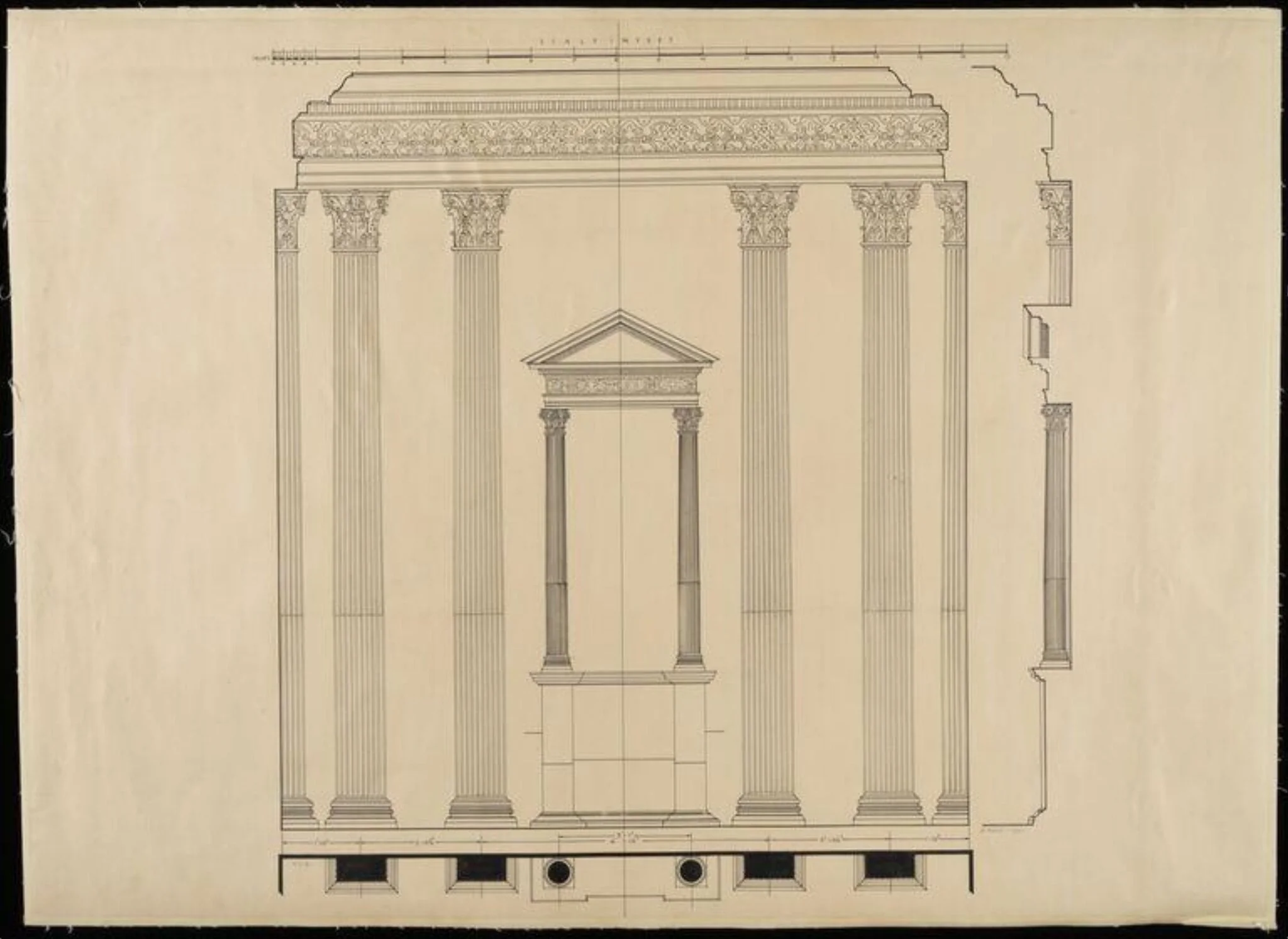 Elevation of wall showing niche., detail