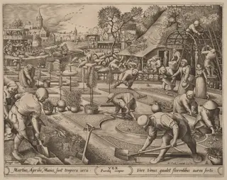 Spring, by Pieter van der Heyden, ink, 1570