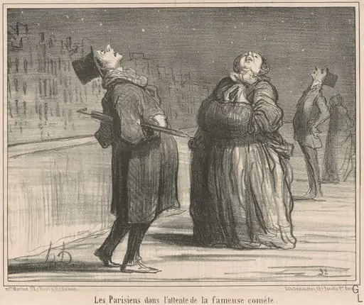 Les Parisiens dans l'attente de le ..., by Honoré Daumier, ink, 1857