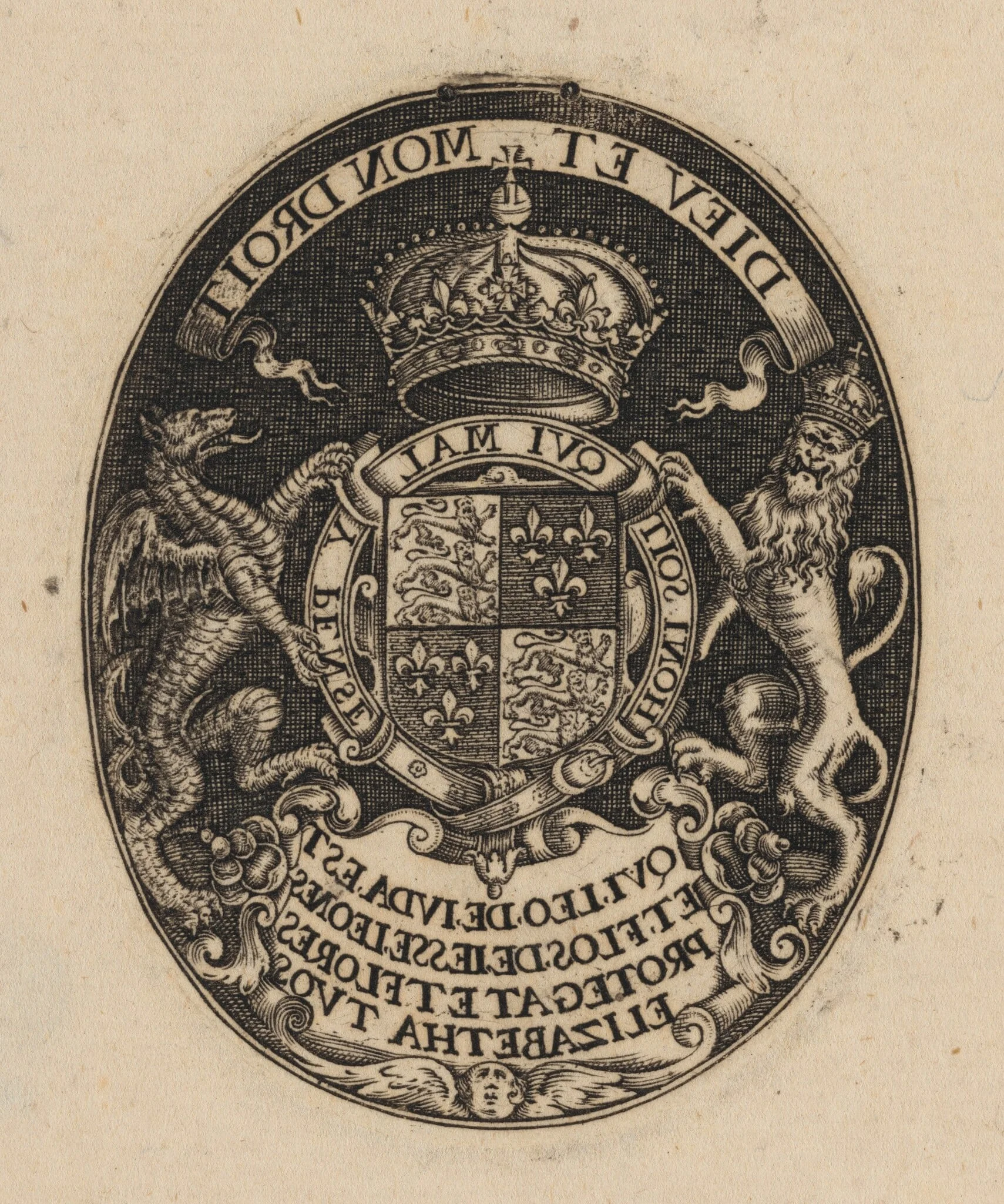 Shield of Queen Elizabeth [left half], detail