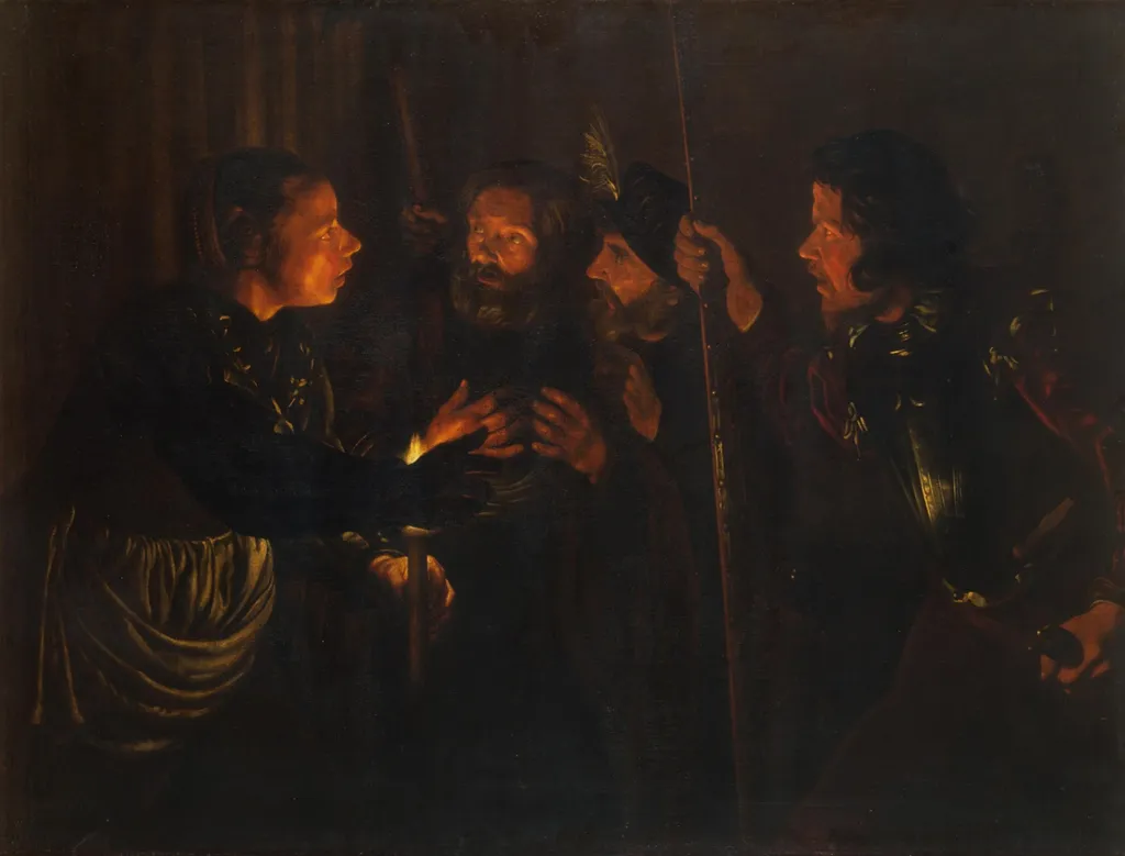 Denial of St Peter, by Gerard Seghers, oil, 1620