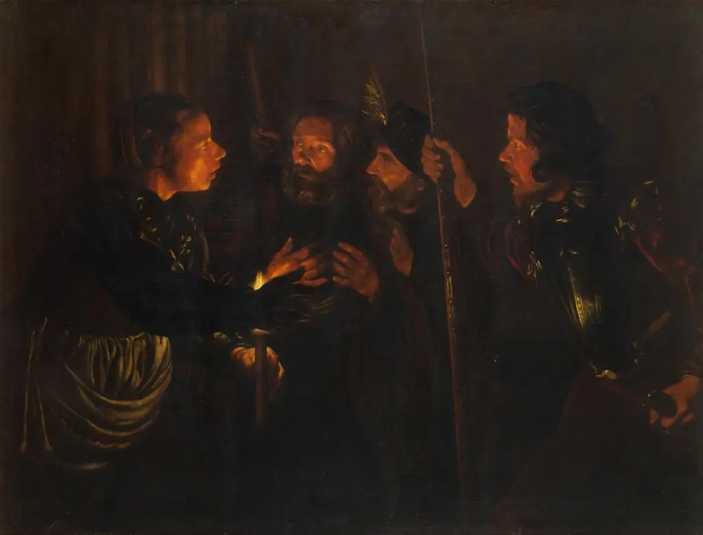 Denial of St Peter, by Gerard Seghers, oil, 1620