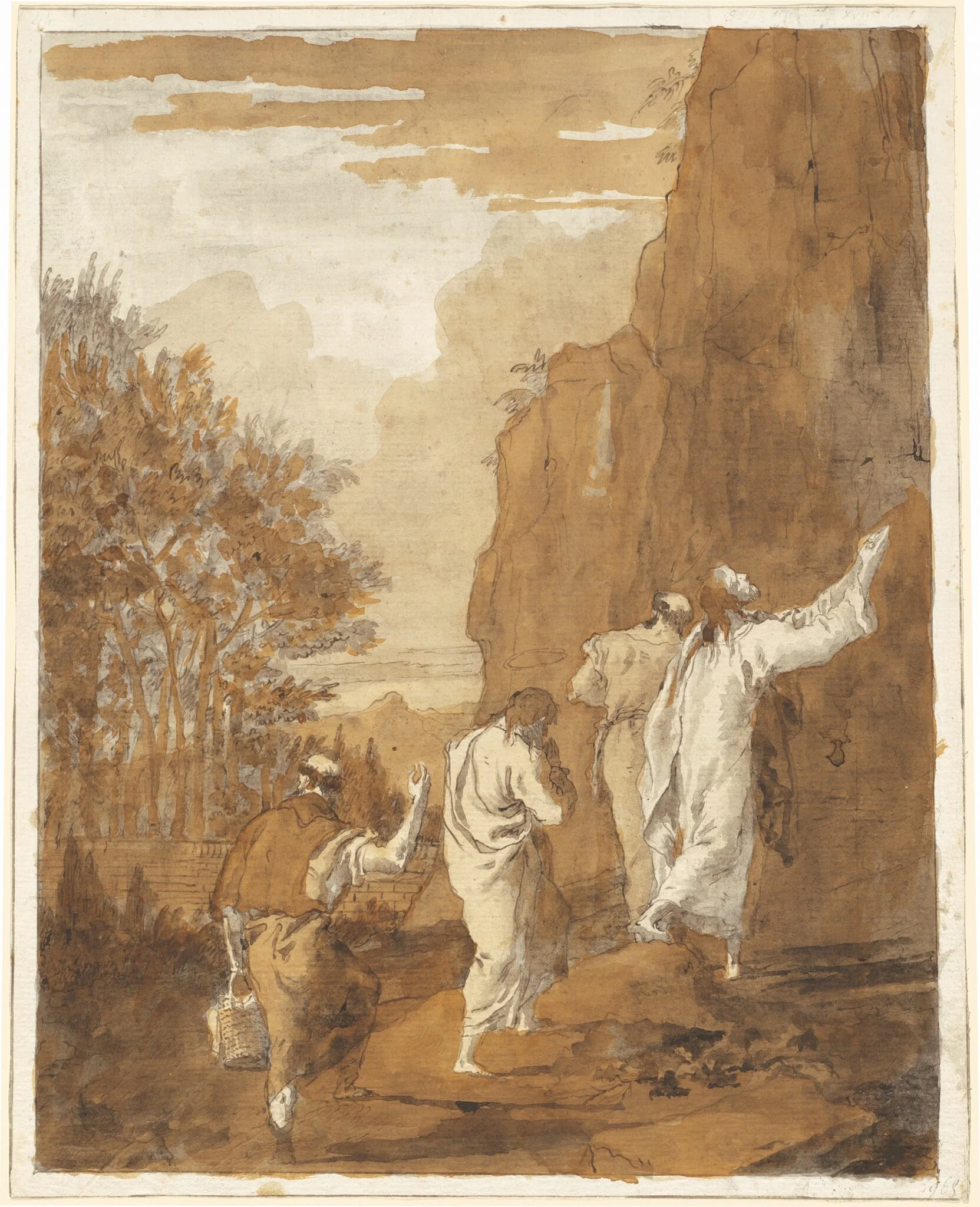 Christ Leading Peter, James, and John to the High Mountain for the Transfiguration, detail
