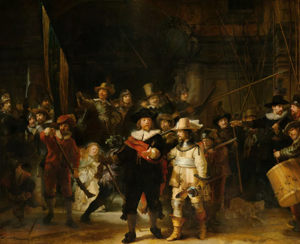 The Night Watch, by Rembrandt, oil, 1642