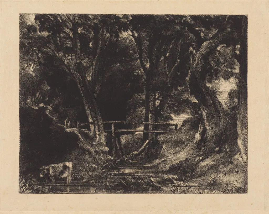 A Dell, Helmingham Park, Suffolk, by David Lucas, ink, 1830