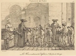 Les Frères Conduisent les Enfants, à St. Nicolas des Champs, by Jean Henri Marlet, ink, 1808