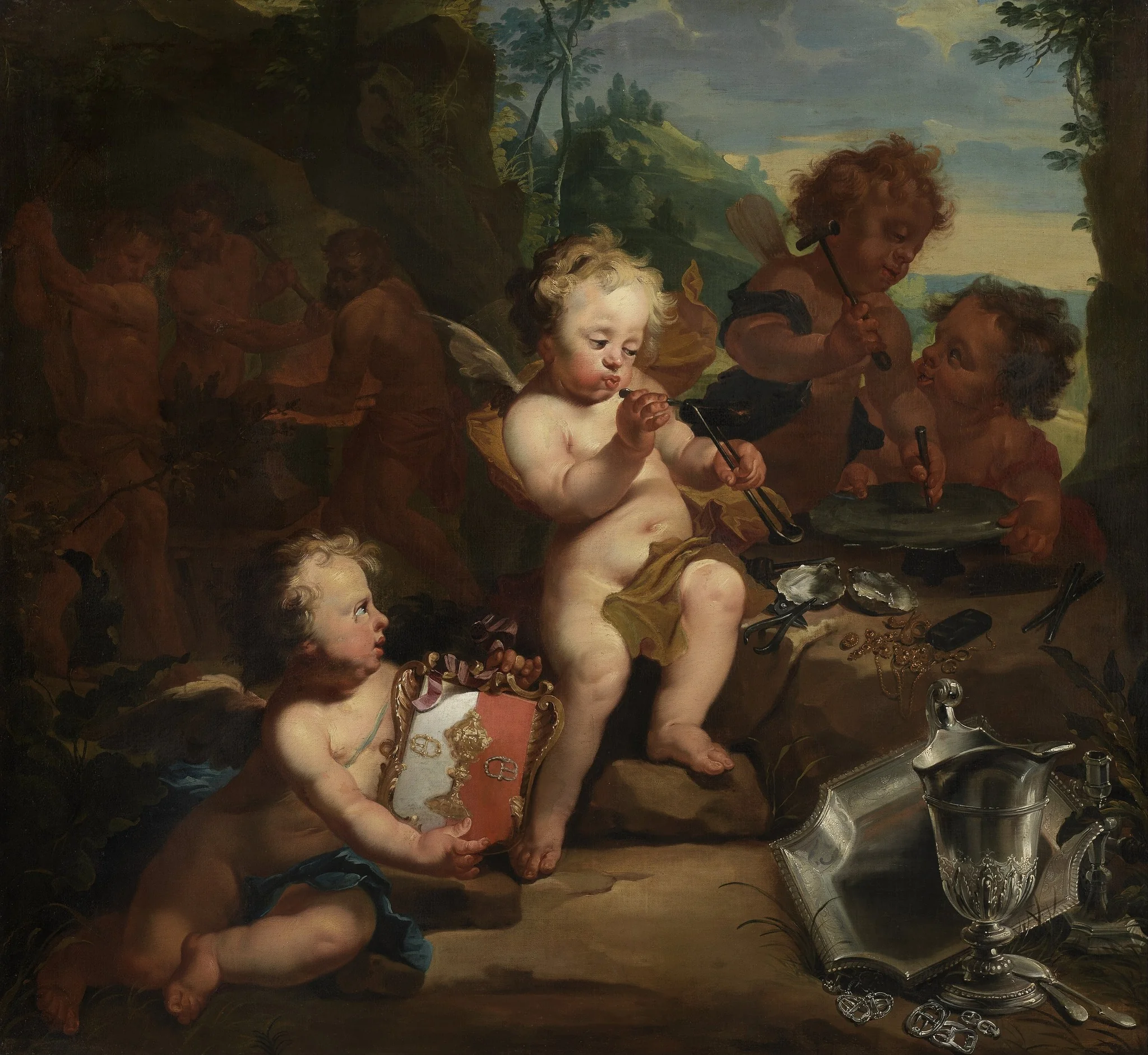 Allegory of the silversmith's trade, detail