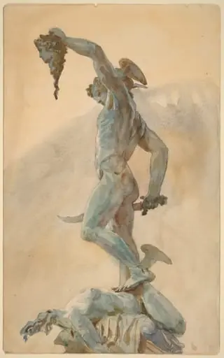 Sketch of Cellini's "Perseus", by John Singer Sargent, graphite, 1910
