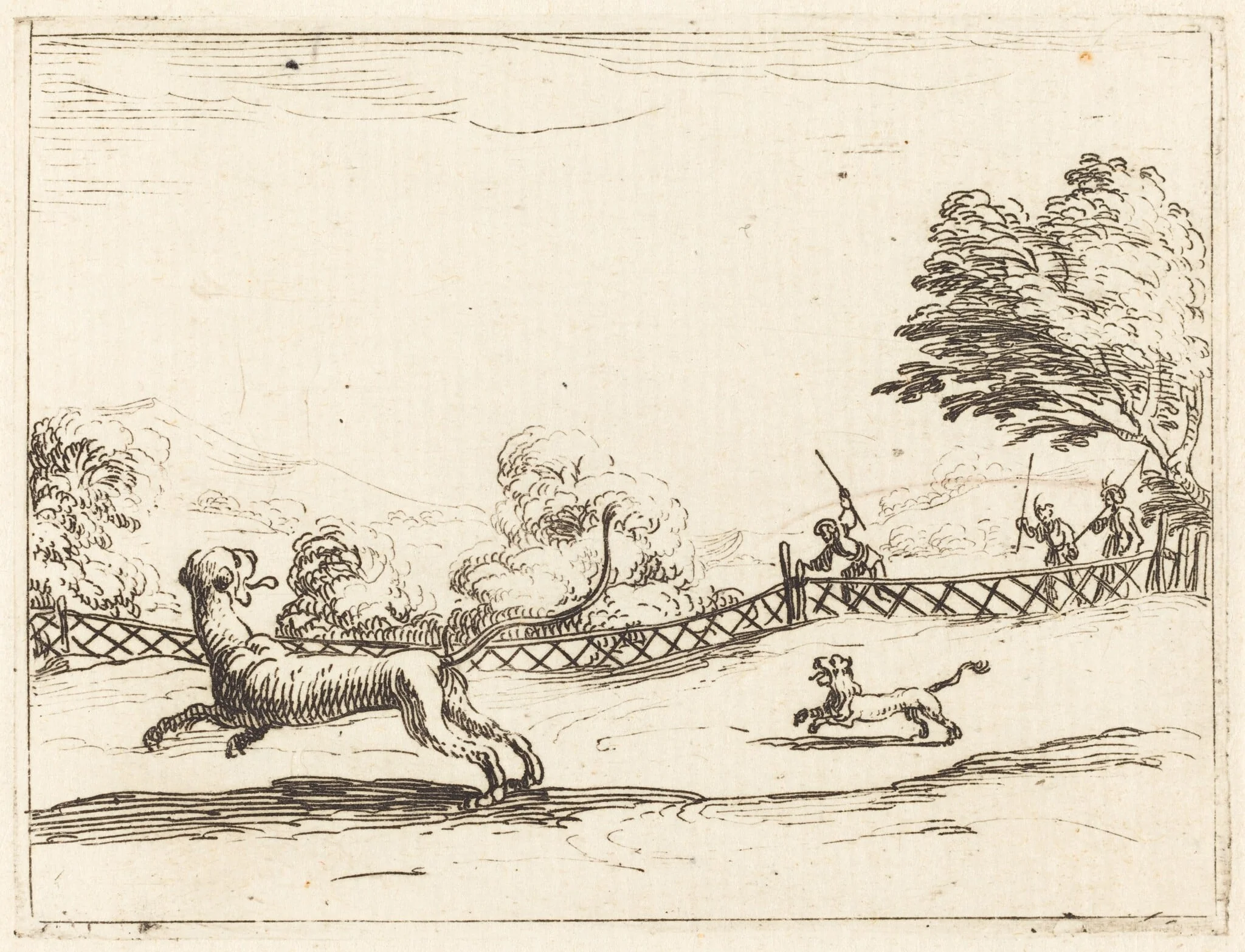 Lioness and Cub Pursued by Hunters, detail