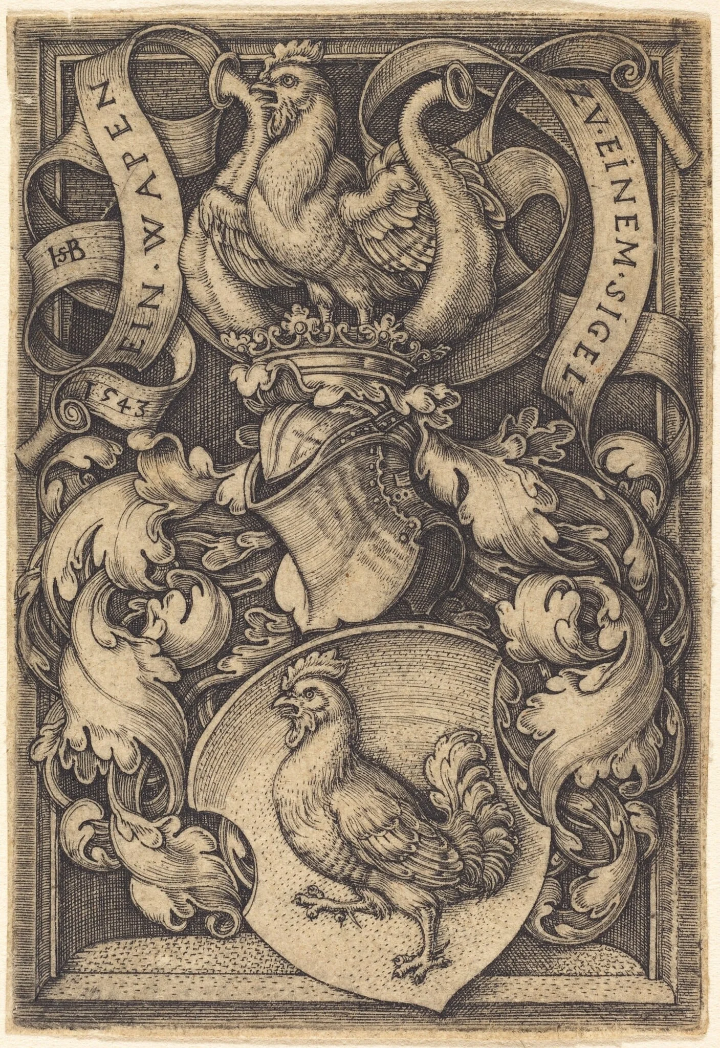 Coat of Arms with a Cock, detail