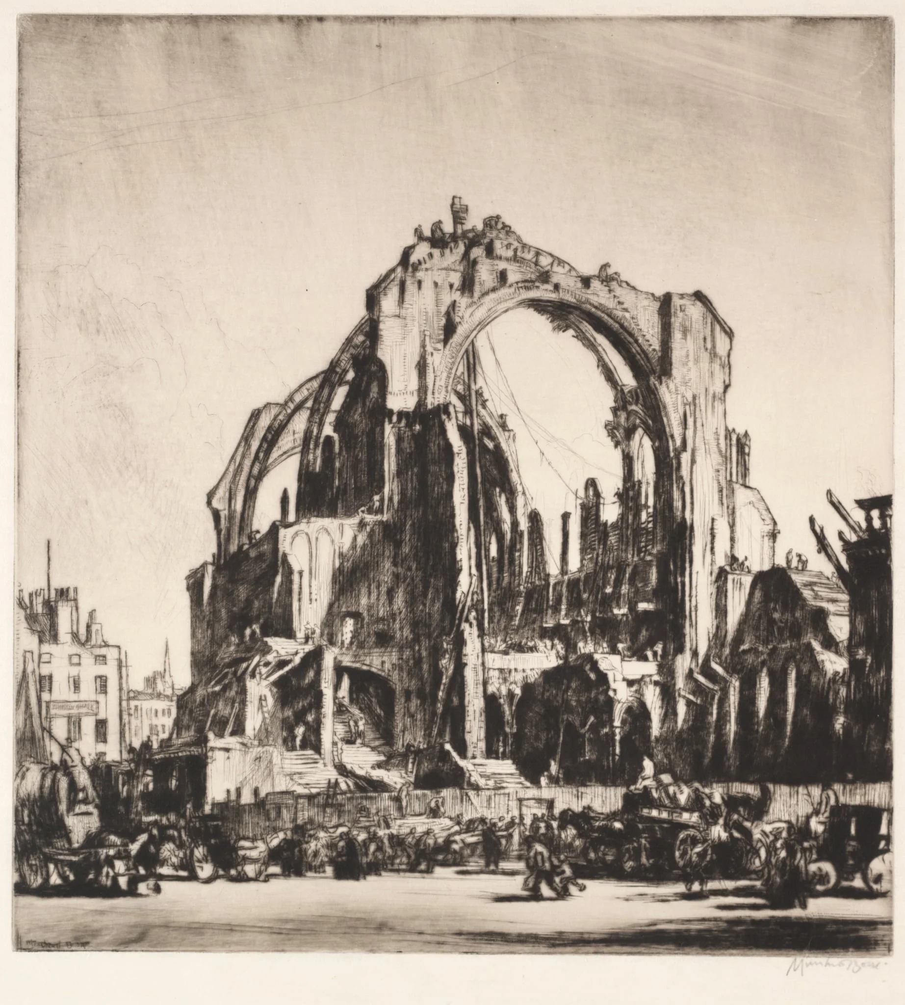 Demolition of St. James Hall, Exterior, detail