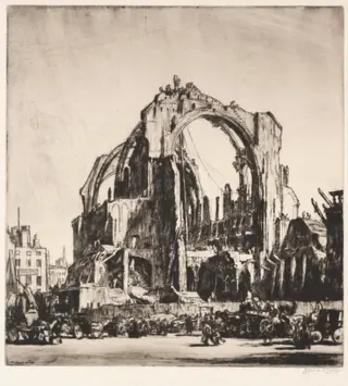Demolition of St. James Hall, Exterior, by Muirhead Bone, 1924
