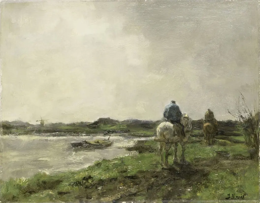 Towpath, by Jacob Maris, oil, 1898