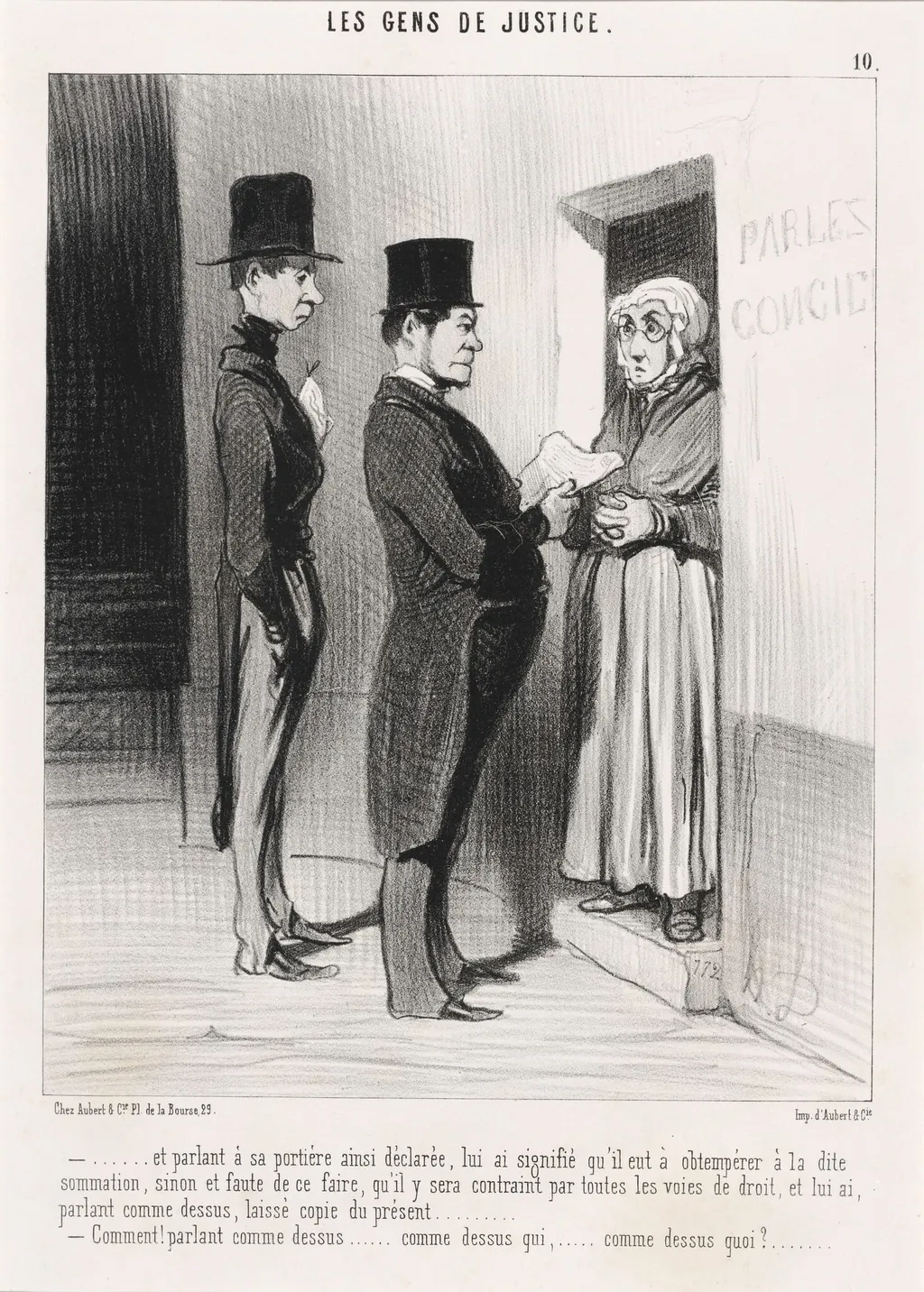 Et parlant a sa portière ainsi déclarée..., by Honoré Daumier, ink, 1845
