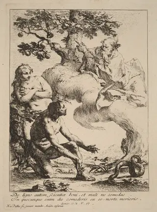God Commanding Adam and Eve, by Franz Karl Palko, ink, 1764