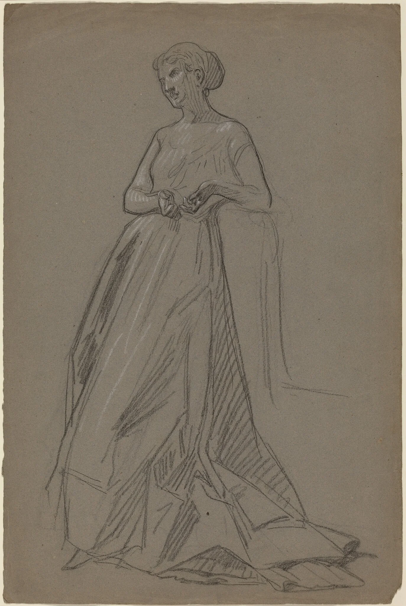 Standing Woman Leaning on Her Elbow, detail