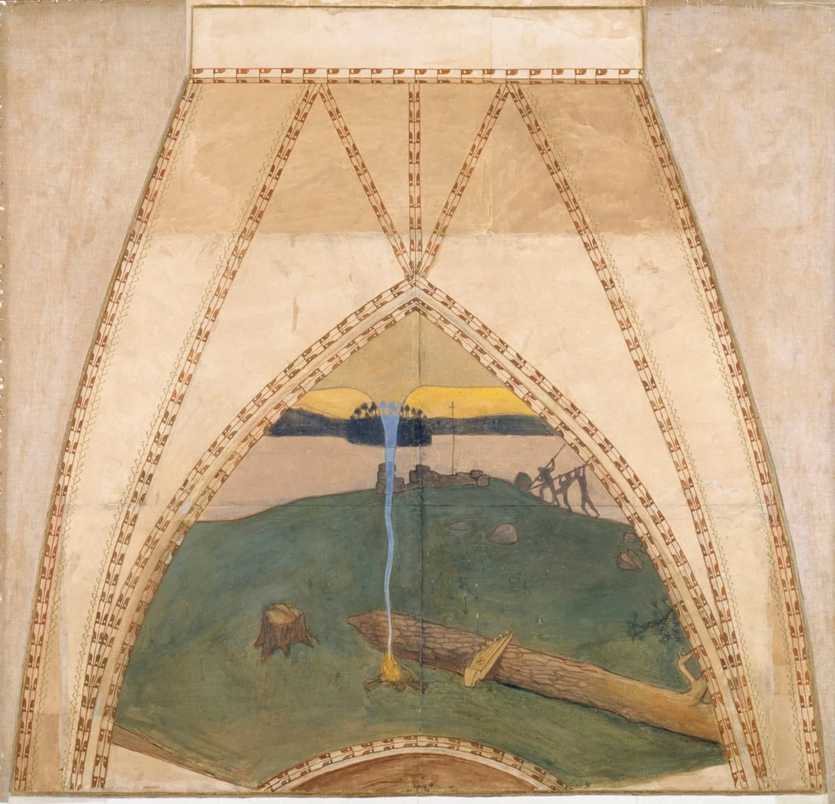 Pakanuus ja kristinusko, luonnos Suomen paviljongin kupolifreskoihin Pariisin vuoden 1900 maailmannäyttelyyn, detail