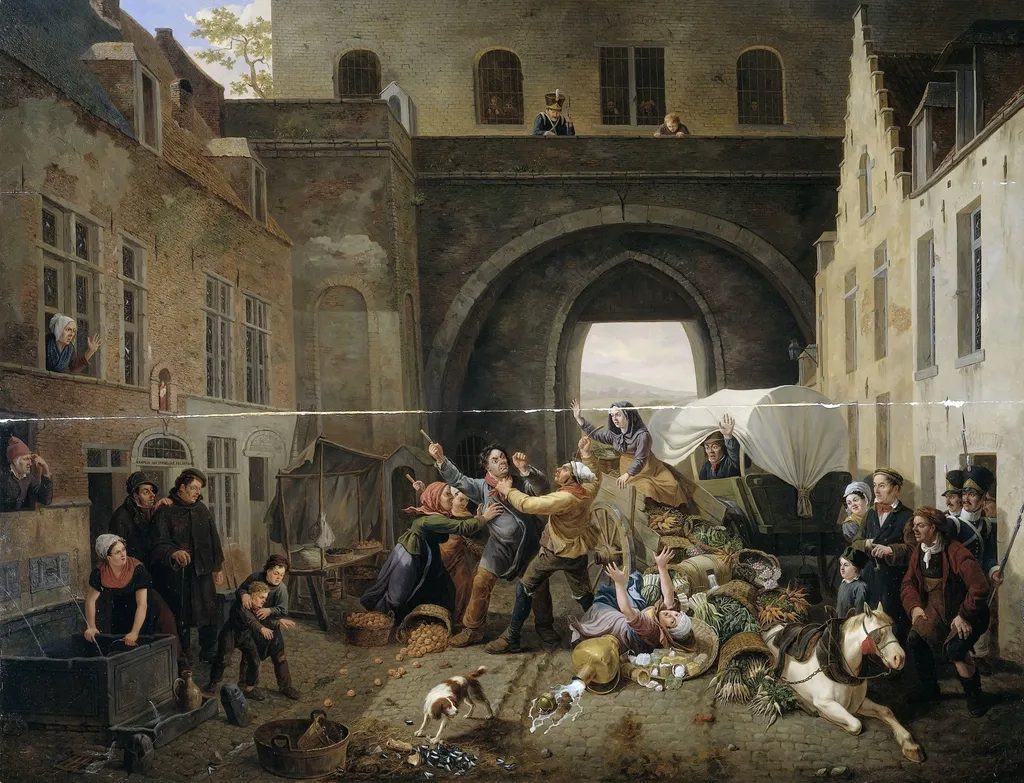 A Collision at the Porte de Hal, Brussels, by Constantinus Fidelio Coene, unspecified, 1823